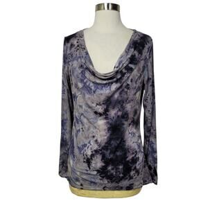 Bashara Lesser Women's Long Sleeve Tie Dye Cowl Neck Boho Top Size Small